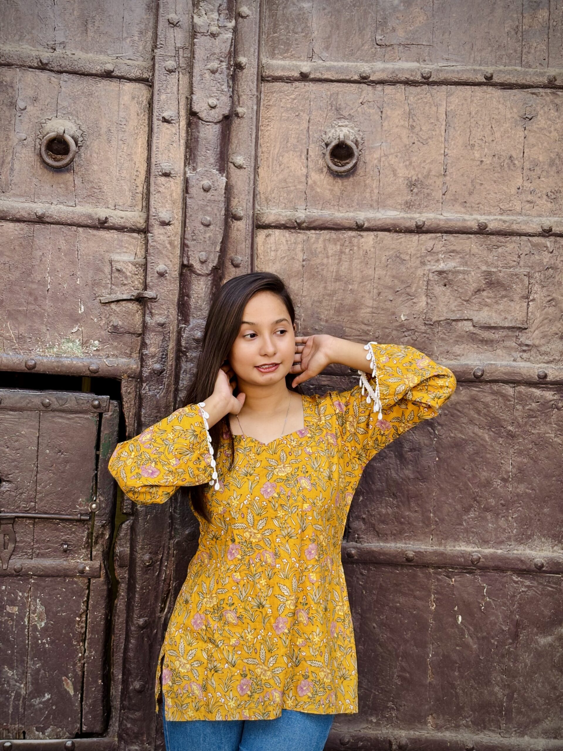 Sunehri floral print kurti by liora - Image 6