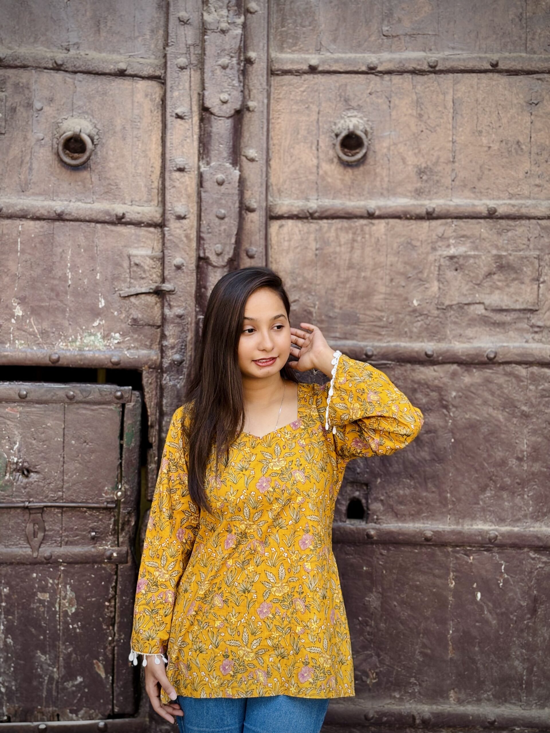Sunehri floral print kurti by liora - Image 3