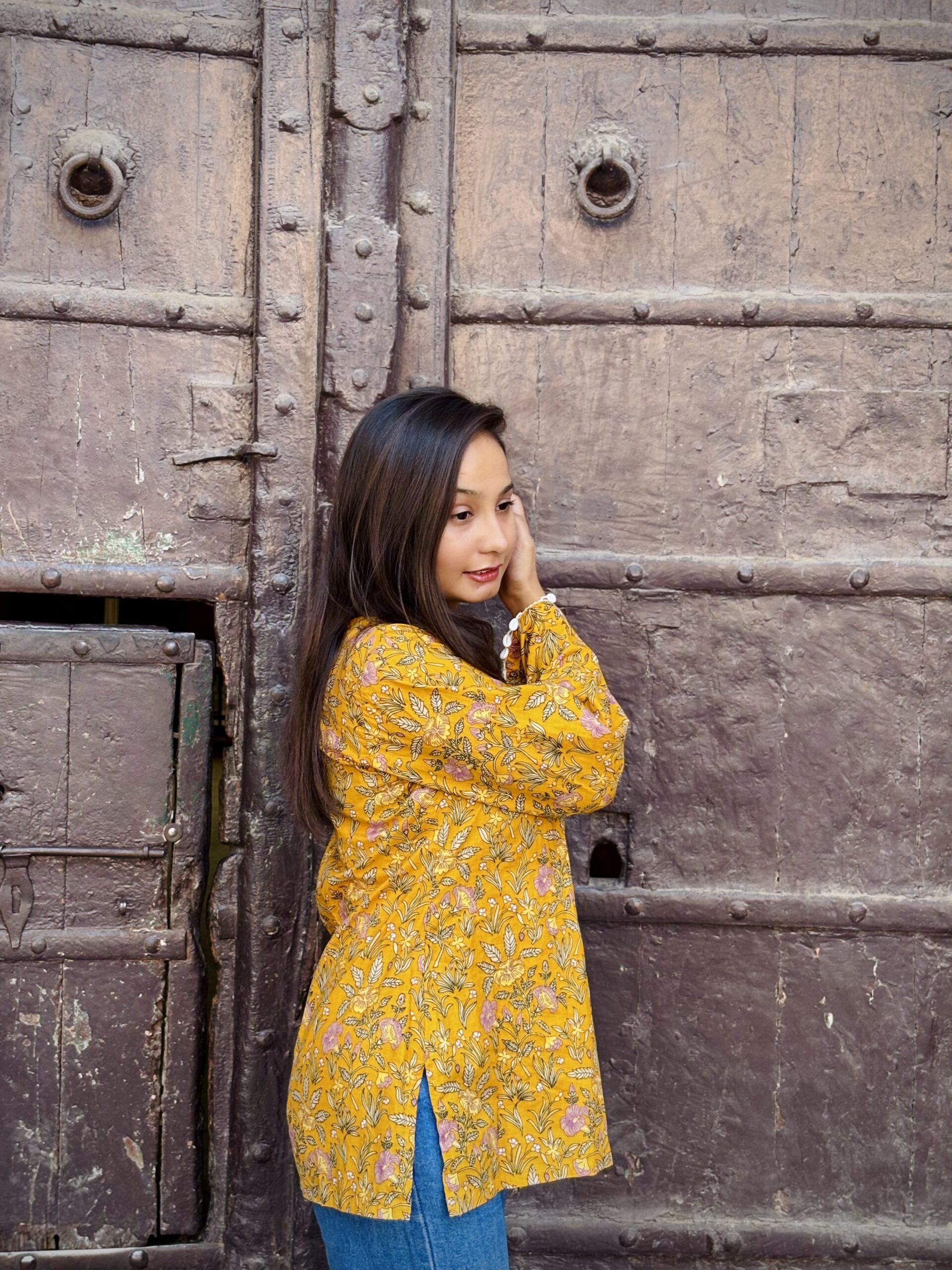 Sunehri floral print kurti by liora - Image 4