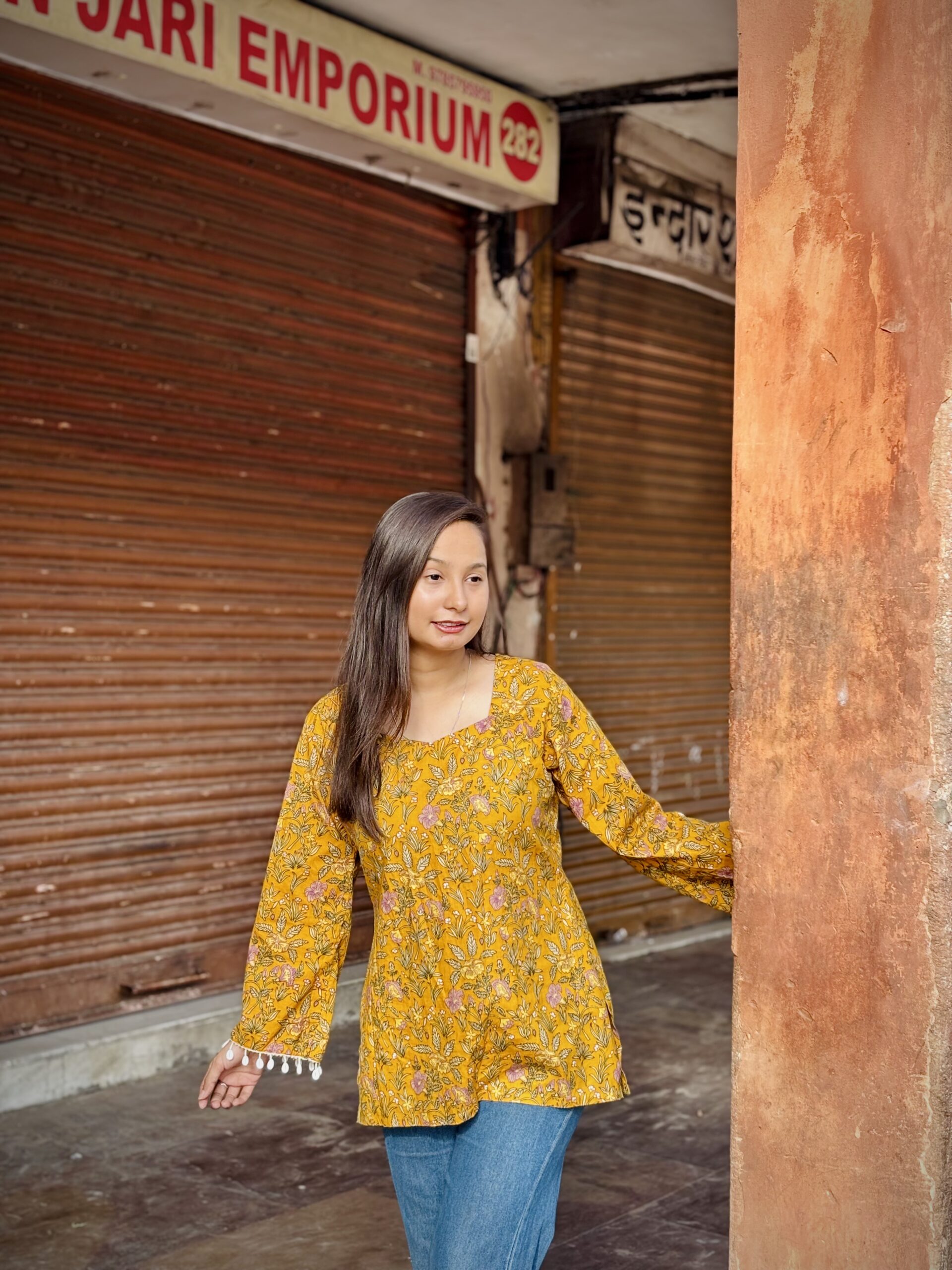 Sunehri floral print kurti by liora